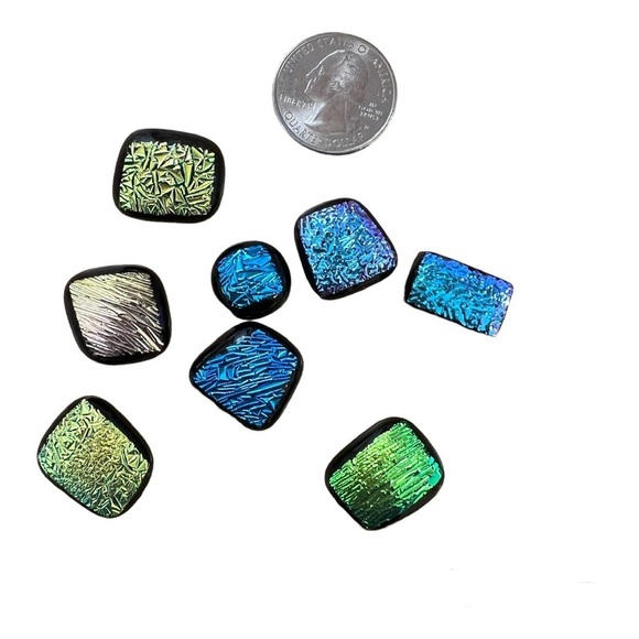 Dichroic Glass Cabochons - Lot of 8 - Picture 2 of 6